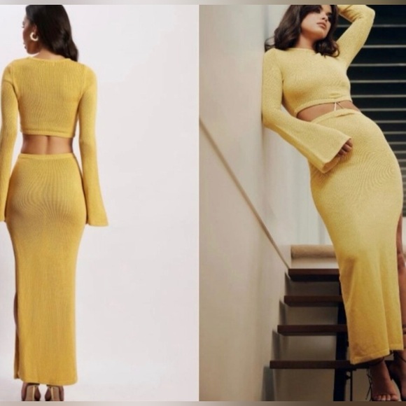 Meshki Mustard Pencil Skirt - Picture 4 of 6